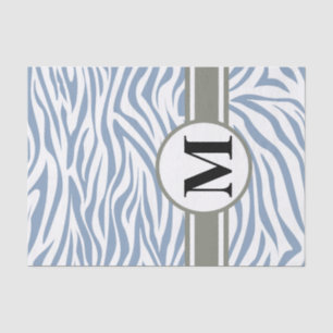Rock Blue Safari Zebra met monogram Tissuepapier