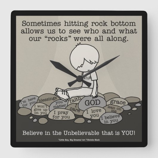 Rock Bottom Vierkante Klok (Voorkant)