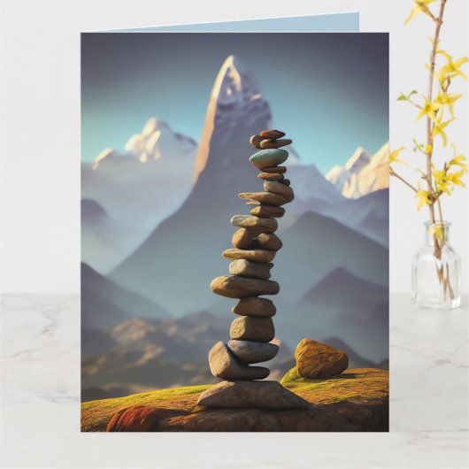 ROCK CALM STENEN KUNST VERJAARDAGSCADEAUKAART KAART (Gele Bloem)