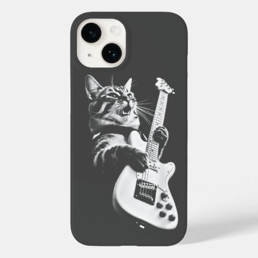 Rock Cat Playing Guitar - Funny Guitar Cat Case-Mate iPhone Case (Achterkant)