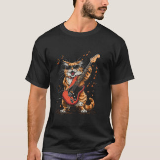 Rock Cat Spelen Gitaar Grappige Gitaar Cat Lover T T-shirt