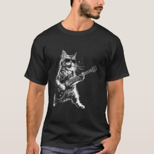 Rock Cat Spelen Gitaar Grappige Gitaar Cat Lover T T-shirt