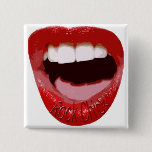 Rock Chick Lips Vierkante Button 5,1 Cm