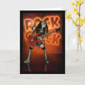 Rock Chick Verjaardag Kaart Moonies rag pop rocker (Gele Bloem)