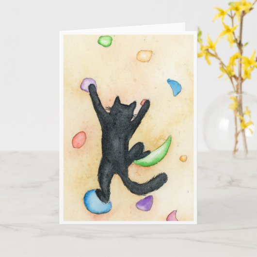 Rock Climbing Cat Kaart (Gele Bloem)
