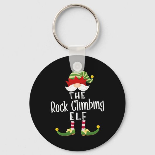 Rock Climbing Elf Group Christmas Funny Pajama Par Sleutelhanger (Voorkant)