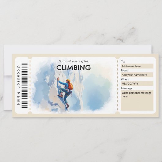Rock Climbing Gift Certificate Kaart (Voorkant)