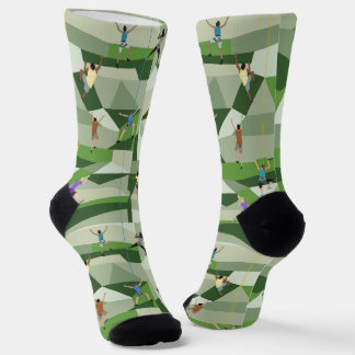 Rock Climbing in Greens Crew Socks Sokken