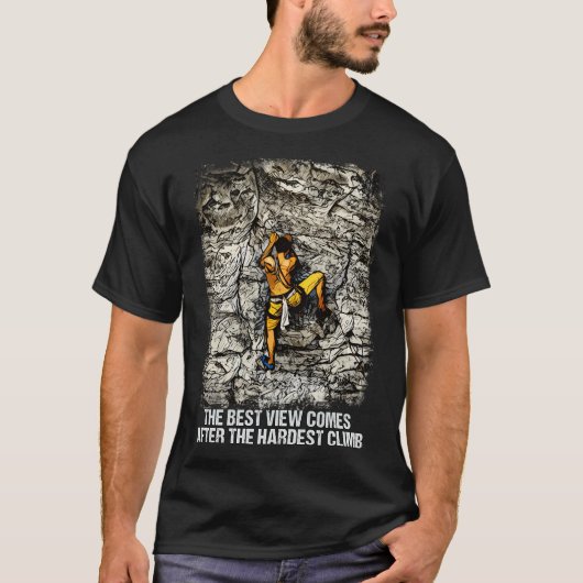 Rock Climbing Reaching For The Mountain Summit T-shirt (Voorkant)