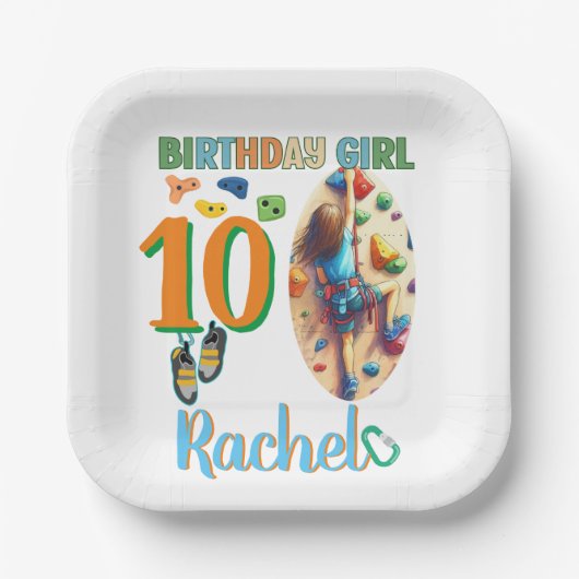 Rock Climbing Verjaardag Meisje Adventure Klaar Papieren Bordje (Voorkant)