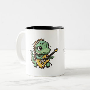 Rock & Coffee Dinosaurus Rock Star Tweekleurige Koffiemok