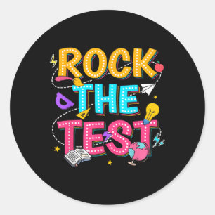 Rock de test Motivatie testdag voor de leraar Ronde Sticker