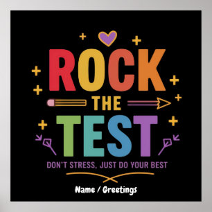 Rock de Test Niet Stress Grappig Motivatie Poster