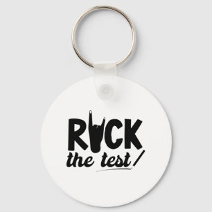 Rock de test Testdag examen voor leraar leerling Sleutelhanger