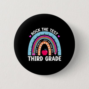Rock de testdag 3e klas leraar derde klas Te Ronde Button 5,7 Cm