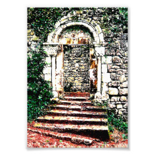 Rock Doorway en trap in Moorish Castle Foto Afdruk