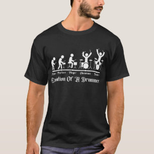 Rock Drummer Evolution: Funny Stick Figuur Muziek T-shirt