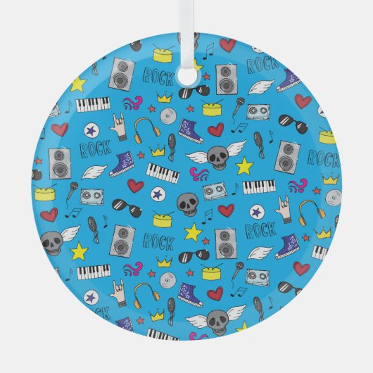 Rock Emo Muziek Tiener Patroon Glas Ornament (Voorkant)