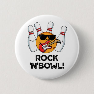 Rock en Bowl Cute Bowling Pun Ronde Button 5,7 Cm