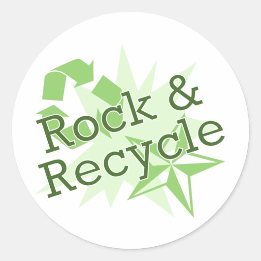 Rock en Recyclen Ronde Sticker (Voorkant)