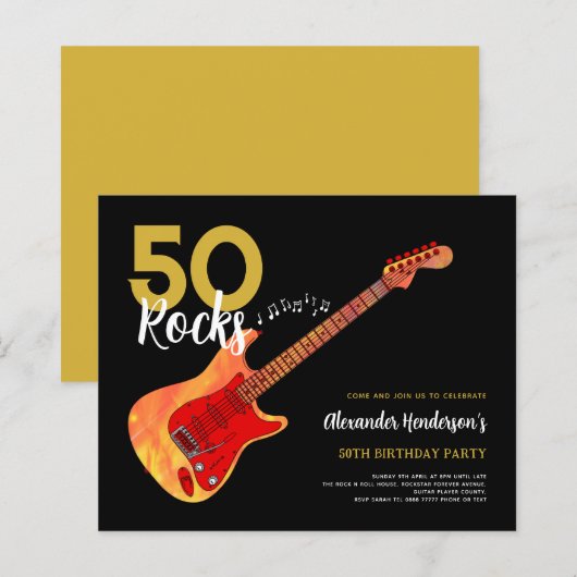Rock en Roll 50th verjaardagsfeestje 50 rocks (Voorkant / Achterkant)