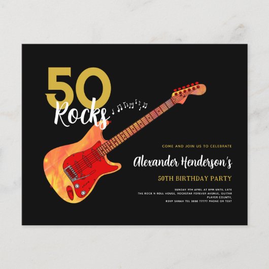 Rock en Roll 50th verjaardagsfeestje 50 rocks Flyer (Voorkant)