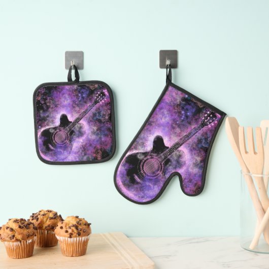 Rock en Roll Gitaar Oven Mitt & Pot Holder Set (Insitu(Ophanging))