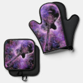 Rock en Roll Gitaar Oven Mitt & Pot Holder Set (Voorkant / Achterkant)