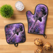 Rock en Roll Gitaar Oven Mitt & Pot Holder Set (Top down)