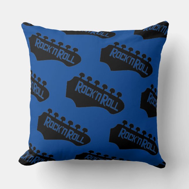 Rock en Roll Guitar Pattern Blue Kussen (Voorkant)