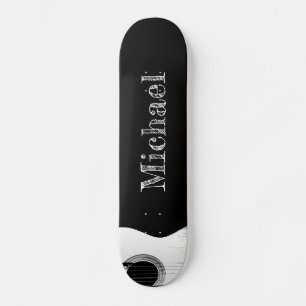 Rock- en Roll Monogram Black en White Guitar Skateboard