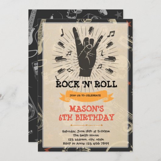 Rock- en roll-muziekdans-uitnodiging save the date (Voorkant / Achterkant)