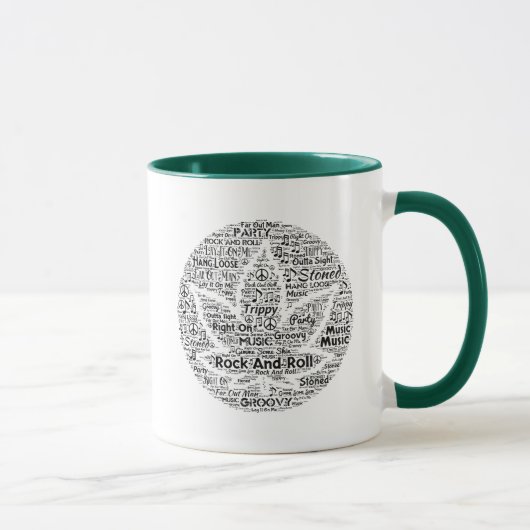 Rock- en Roll Pot Leaf Word Art Mok (Rechts)