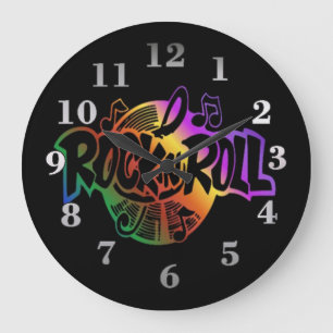 Rock en Roll Rainbow Music Theme Wall Clock Grote Klok