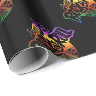 Rock- en Roll Rainbow Music Theme Wrapping Paper Cadeaupapier