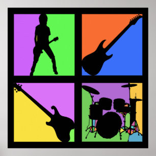 ROCK EN ROLL RETRO SQUARES POSTER