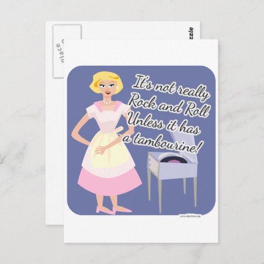 Rock en Roll Tambourine Fifties Houseechtgenote Briefkaart (Voorkant / Achterkant)