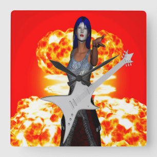 Rock en Roll Vierkante Klok