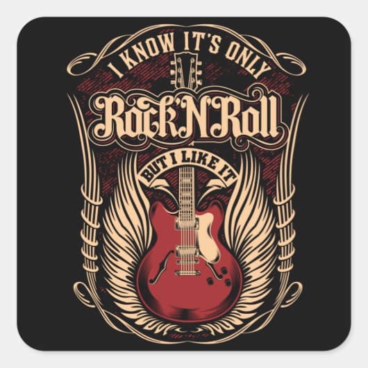 ROCK EN ROLL VIERKANTE STICKER (Voorkant)