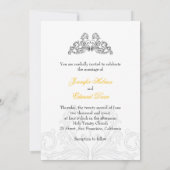 Rock- en Roll Wedding Yellow Black-uitnodiging Kaart (Achterkant)