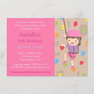 Rock Escalades Girls Anniversaire Fête Invitations