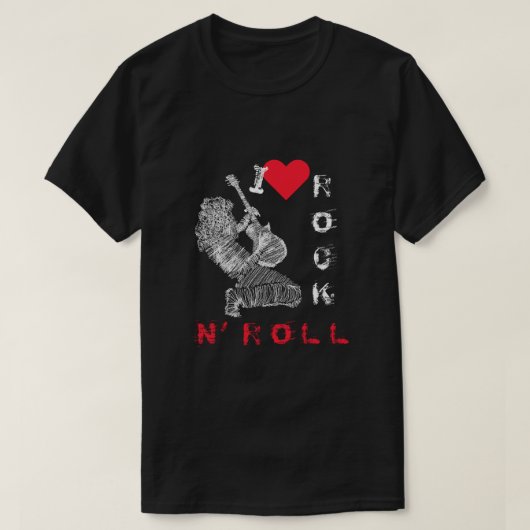 Rock et Roll T-Shirt Rock Musique Guitare (Design devant)
