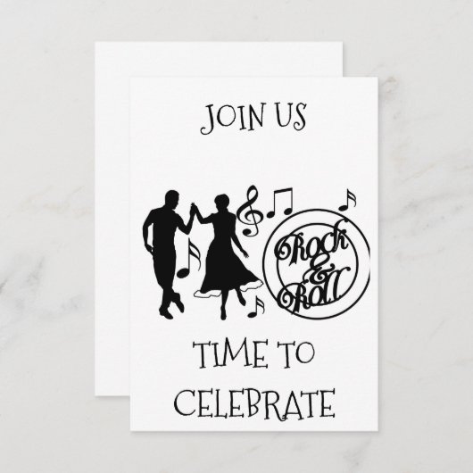 ROCK ET ROLL TOUTE OCCASION INVITATION PARTI (Devant / Derrière)
