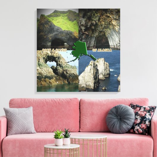 Rock-formaties en grotten in Alaska Collage Canvas Afdruk (Insitu (Woonkamer))