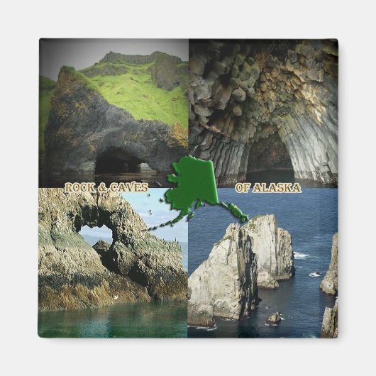 Rock-formaties en grotten in Alaska Collage Magneet (Voorkant)