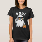 Rock Ghost Retro Halloween Pumpkin Funny Boo T-shirt (Voorkant)
