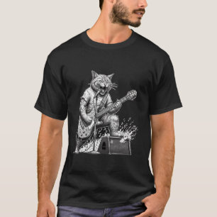 Rock Gitaar Kat T-Shirt voor Mannen – Grappige Kat