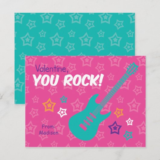 Rock Gitaar Klasse Valentijns Feestdagenkaart (Voorkant / Achterkant)