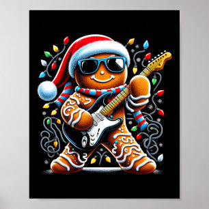 Rock Gitaar Peperkoek Speelt Gitaar - grappige Ker Poster