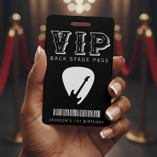Rock Gitaar Plectrum Kids Verjaardagsfeestje Zwart Badge